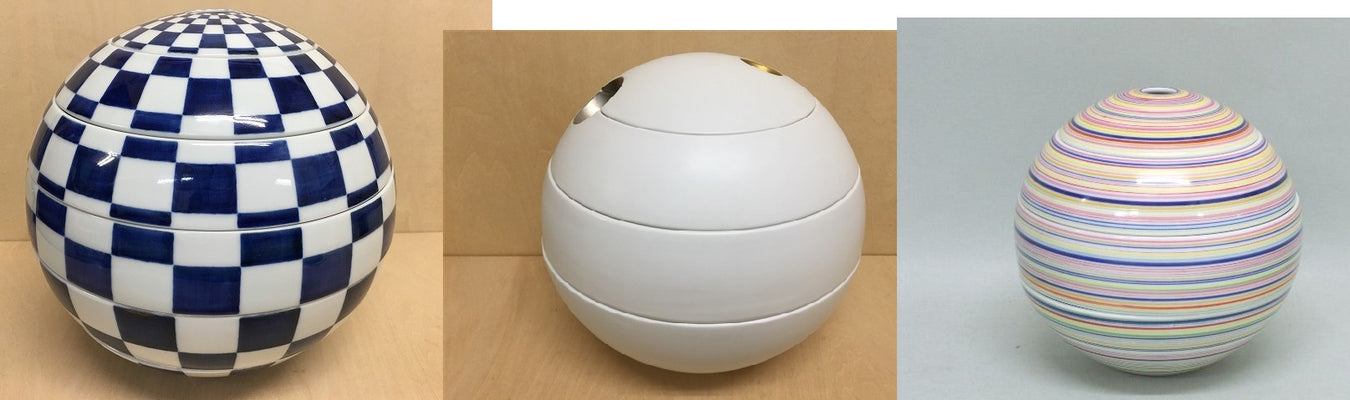 【有田焼】球体型小鉢　蓋受皿付き　2セット 玉重(珠型重) — 佐賀有田 ギャラリーつじ信