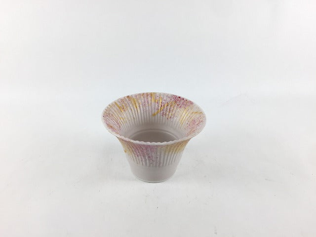 錦ピンク　竹割反珍味　7.5cm　伊万里焼(j.R)