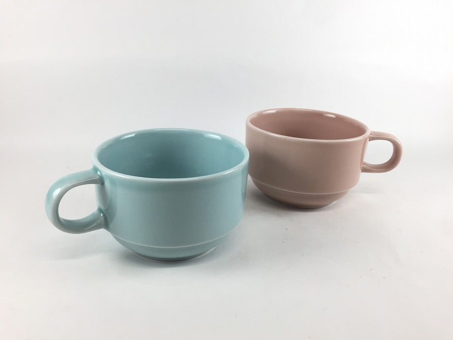 スタックスープカップ　(青磁/ピンク)　340cc　波佐見焼 (j.R)