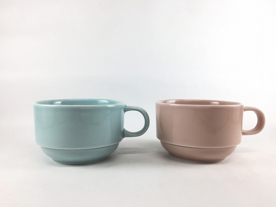 スタックスープカップ　(青磁/ピンク)　340cc　波佐見焼 (j.R)
