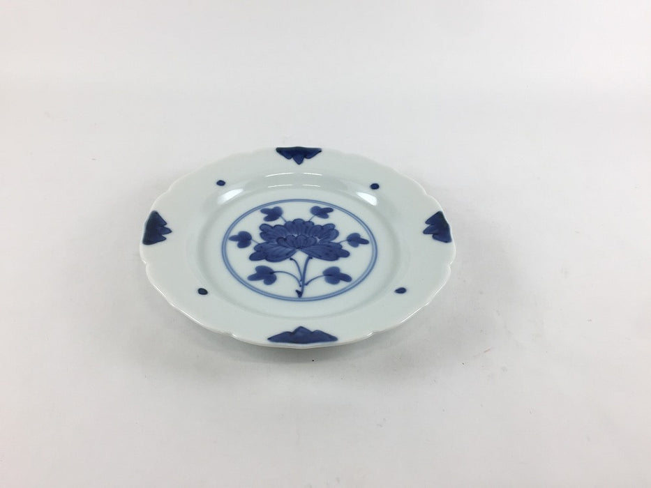 13cm輪花小皿　染付伊万里牡丹紋　有田焼　(j.R)