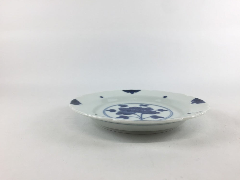 13cm輪花小皿　染付伊万里牡丹紋　有田焼　(j.R)
