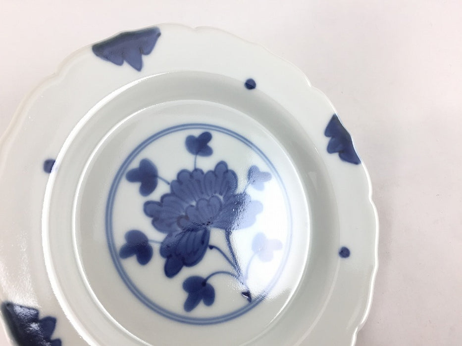 13cm輪花小皿　染付伊万里牡丹紋　有田焼　(j.R)