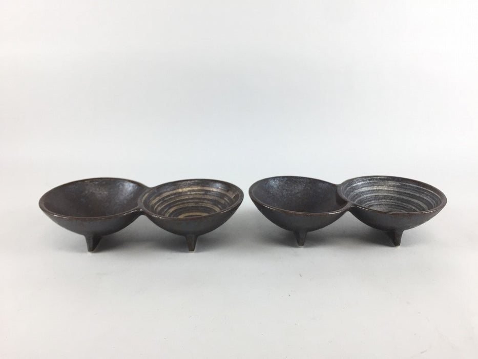 【仕切り皿】二品豆鉢　黒茶(金カスリ/銀カスリ)　11.5cm　有田焼