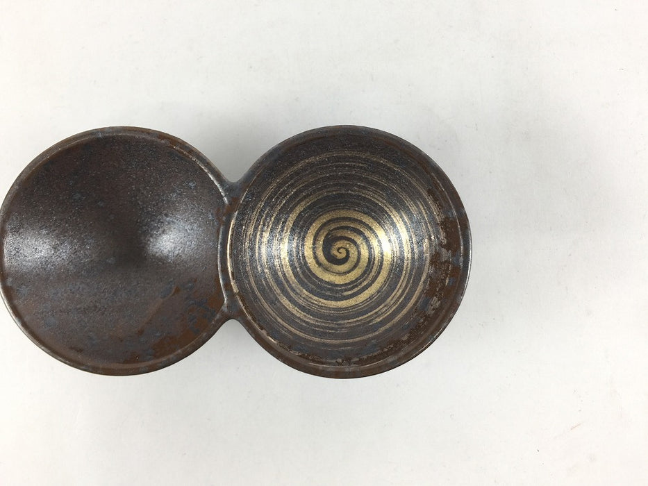 【仕切り皿】二品豆鉢　黒茶(金カスリ/銀カスリ)　11.5cm　有田焼