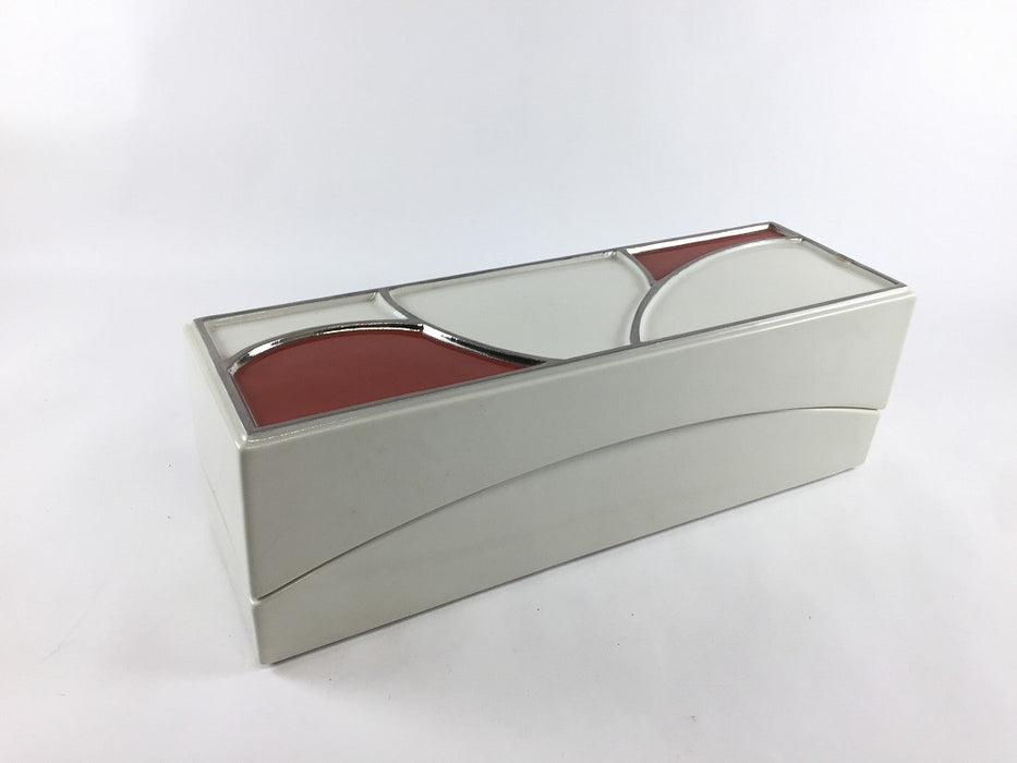 【SALE】クリーム赤濃銀線/アーチ型前菜箱　25cm　有田焼(j.R)【訳あり】