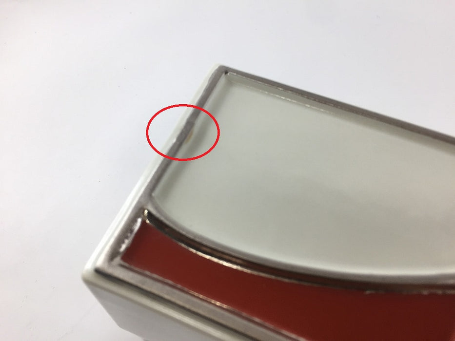 【SALE】クリーム赤濃銀線/アーチ型前菜箱　25cm　有田焼(j.R)【訳あり】