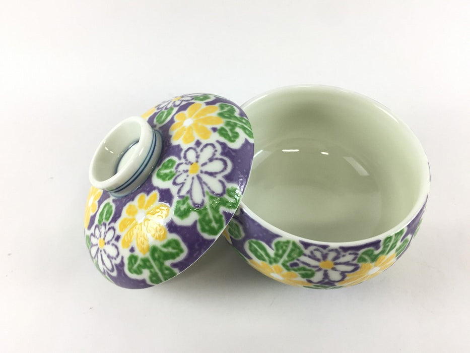 【SALE】瓢蒸し碗.紫菊絵　9cm　有田焼【訳あり】