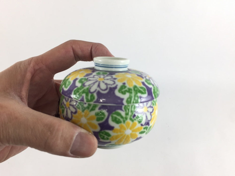 【SALE】瓢蒸し碗.紫菊絵　9cm　有田焼【訳あり】