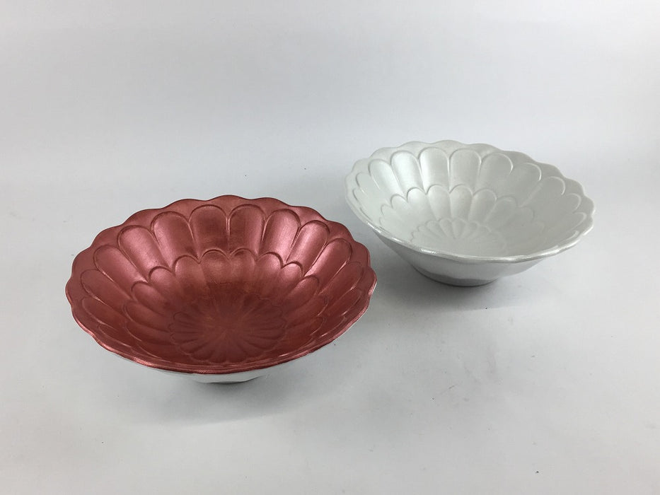 菊彫小鉢　(雲赤/銀彩)　13.5cm　有田焼　(j.R)