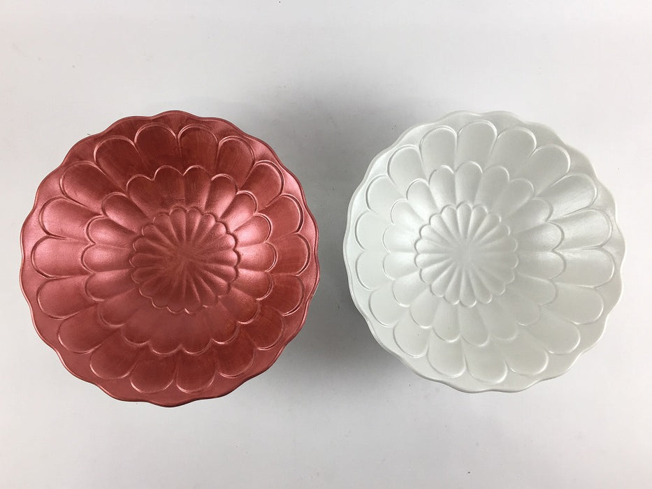 菊彫小鉢　(雲赤/銀彩)　13.5cm　有田焼　(j.R)