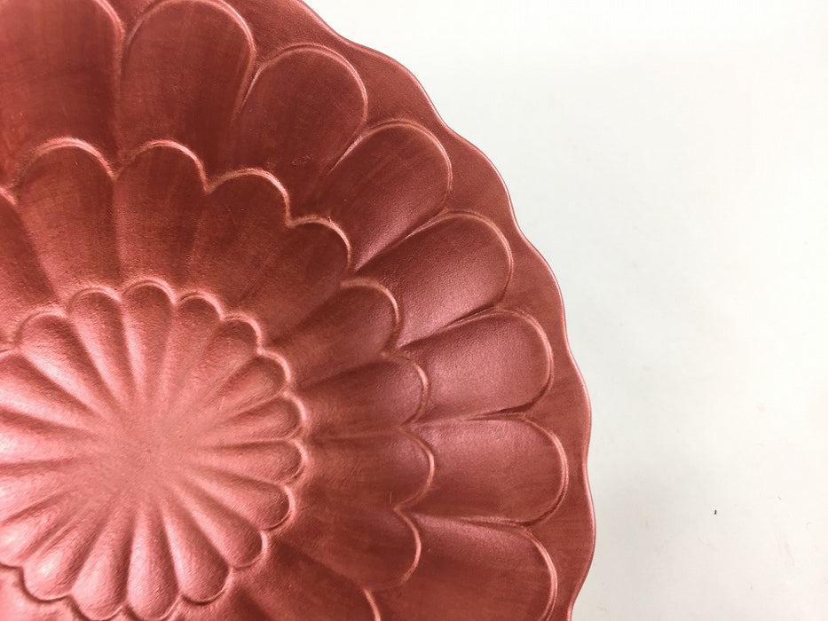 菊彫小鉢　(雲赤/銀彩)　13.5cm　有田焼　(j.R)