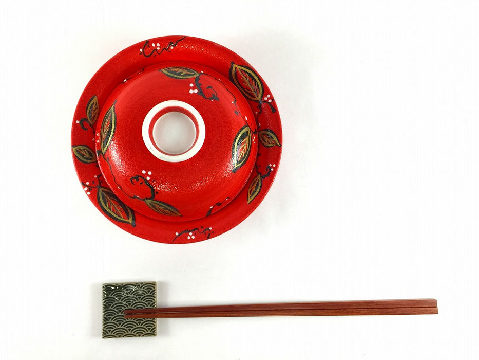 【SALE】赤巻ツタ絵小平蓋　14cm　有田焼【訳あり】