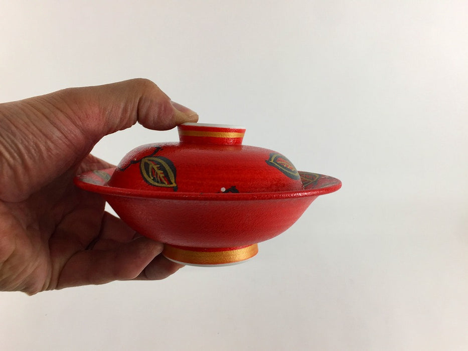 【SALE】赤巻ツタ絵小平蓋　14cm　有田焼【訳あり】