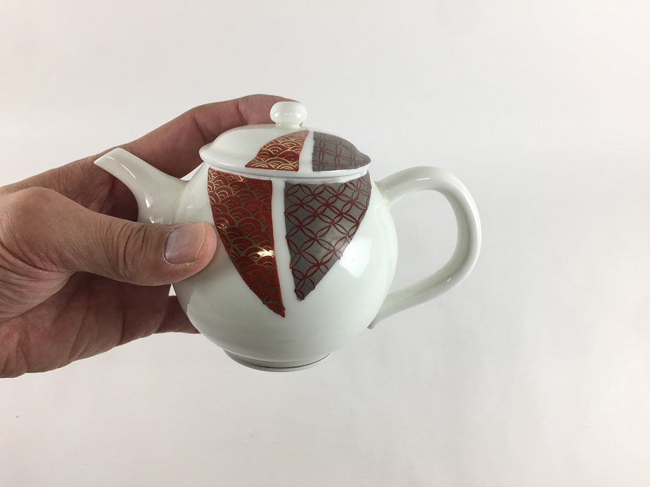 【SALE】うりポット(朱銀地紋詰)　17cm　有田焼【訳あり】