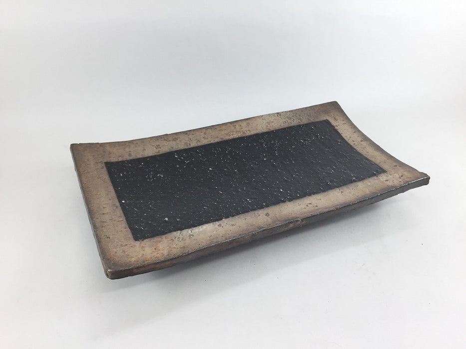 【SALE】黒荒渕銀ゲタ足角皿　26cm　有田焼【訳あり】