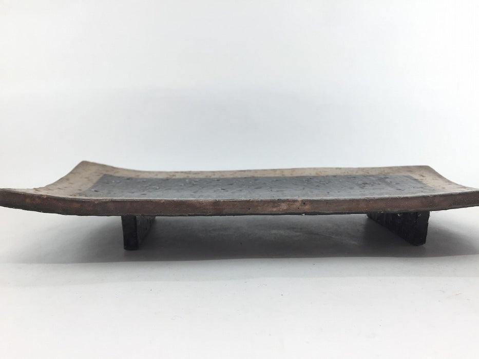 【SALE】黒荒渕銀ゲタ足角皿　26cm　有田焼【訳あり】