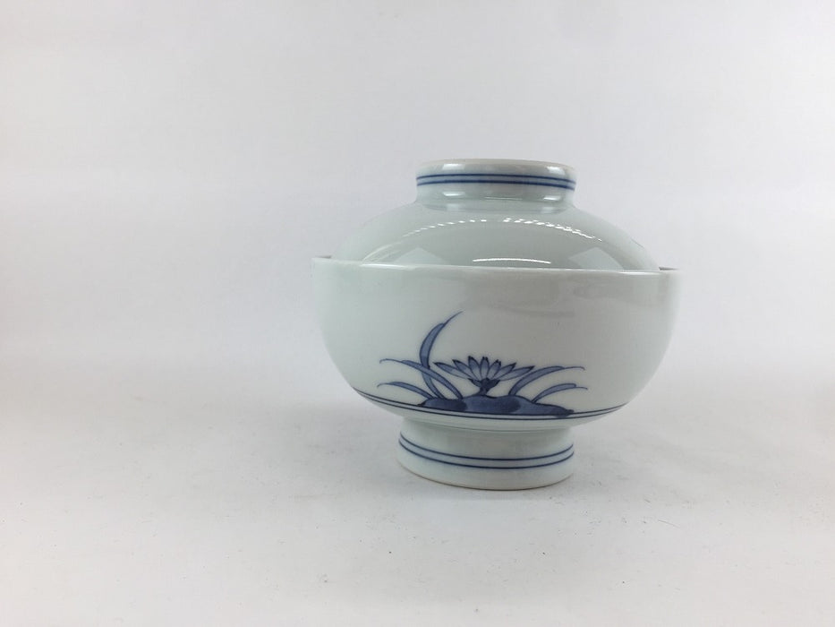 【SALE】花鳥草花　蓋付碗　12cm　波佐見焼【訳あり】