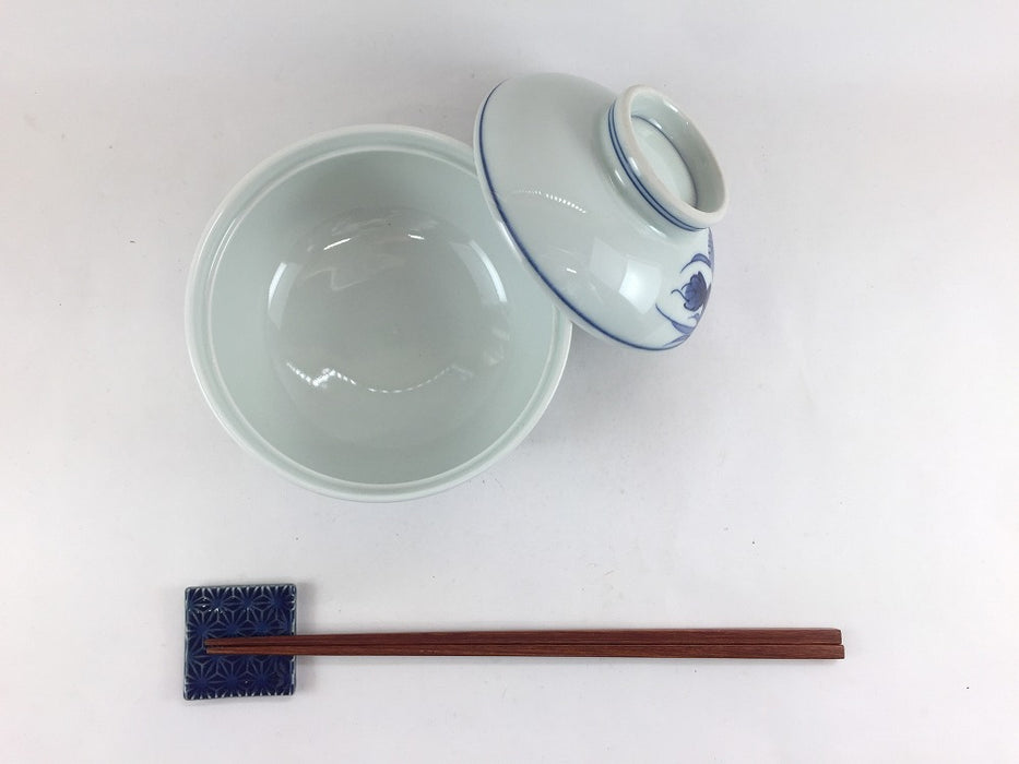 【SALE】花鳥草花　蓋付碗　12cm　波佐見焼【訳あり】