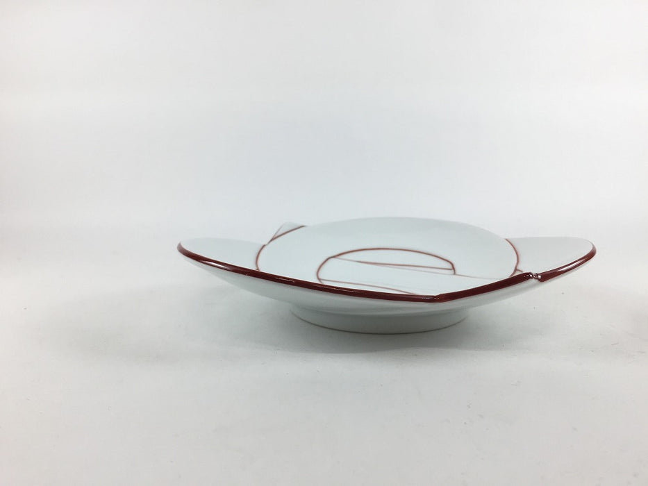 【SALE】結び銘々皿(赤線)　16cm　有田焼【訳あり】