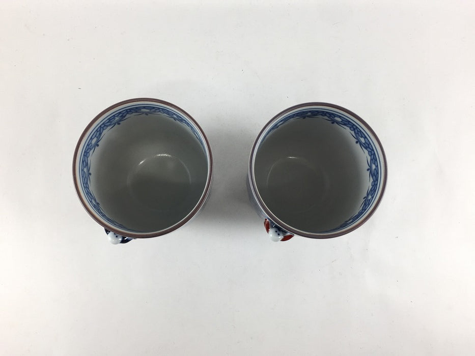 210cc面取湯呑　鳳凰　一閑人(青/赤)　7cm　波佐見焼(j.R)