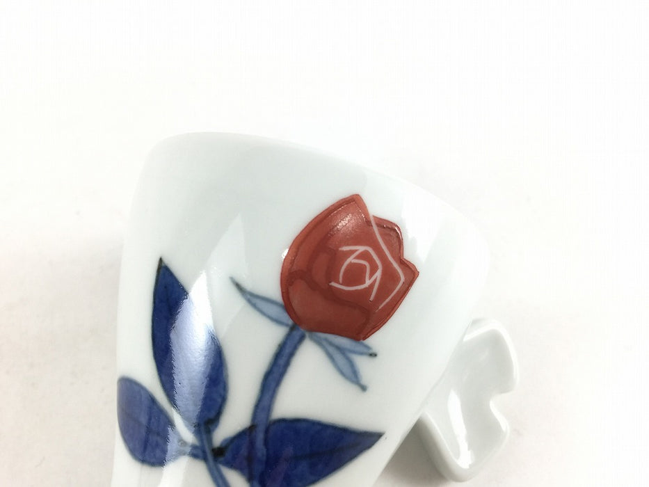 【SALE】100ccデミカップ　赤バラ　6.5cm　有田焼