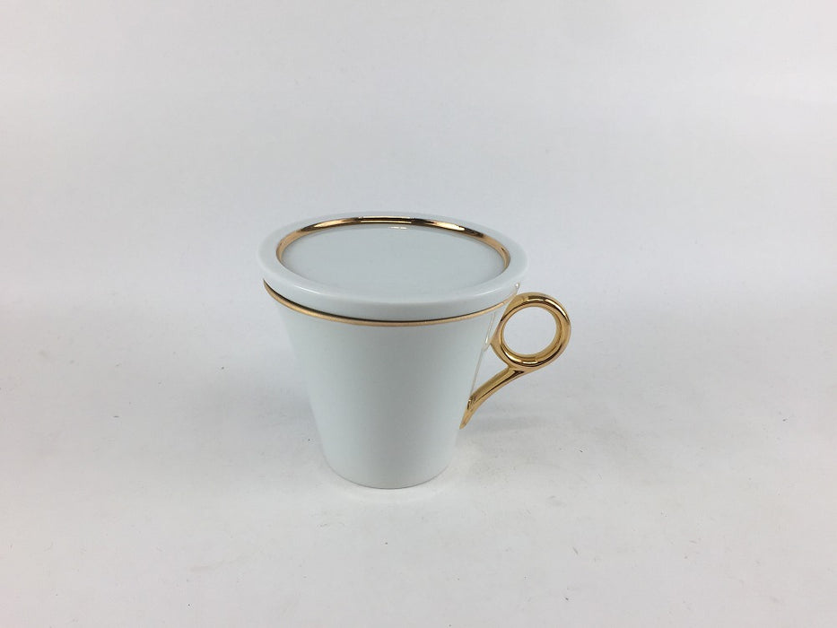 【SALE】140cc蓋付ミニコーヒー　白磁金線　8cm　有田焼