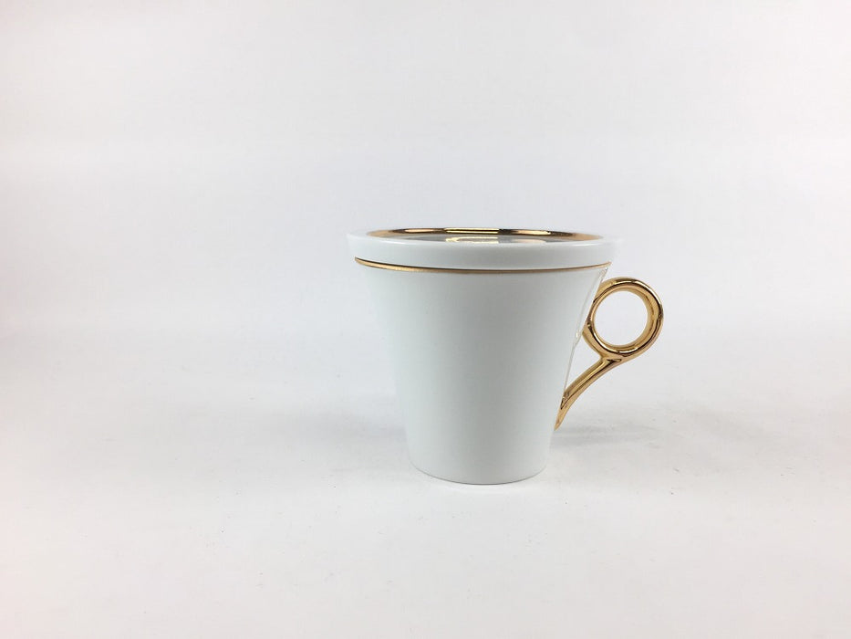 【SALE】140cc蓋付ミニコーヒー　白磁金線　8cm　有田焼