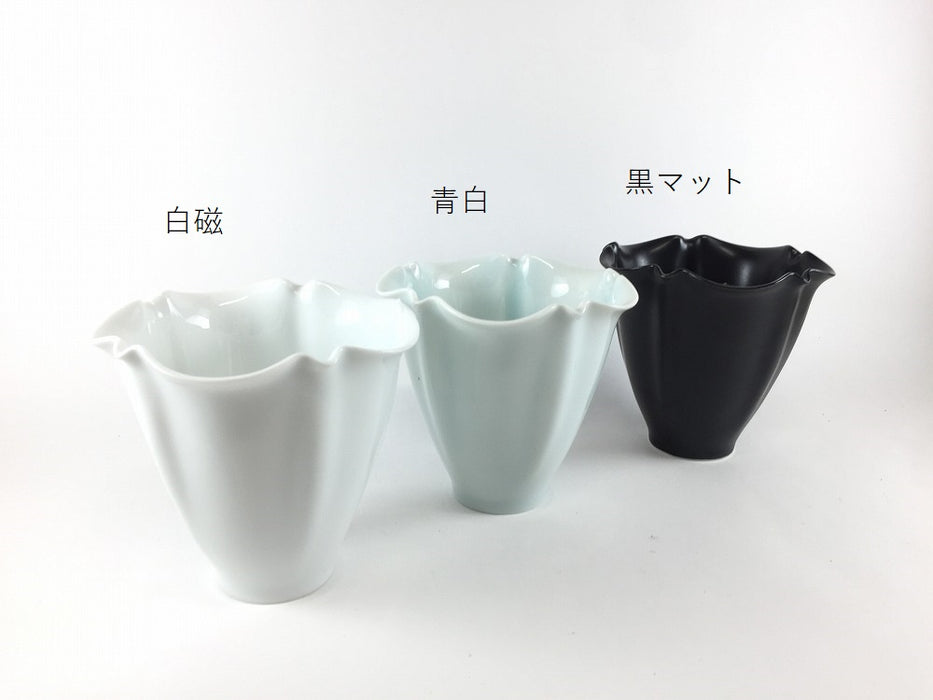 【SALE】12cm輪花鉢　(白磁/青白/黒マット)　有田焼