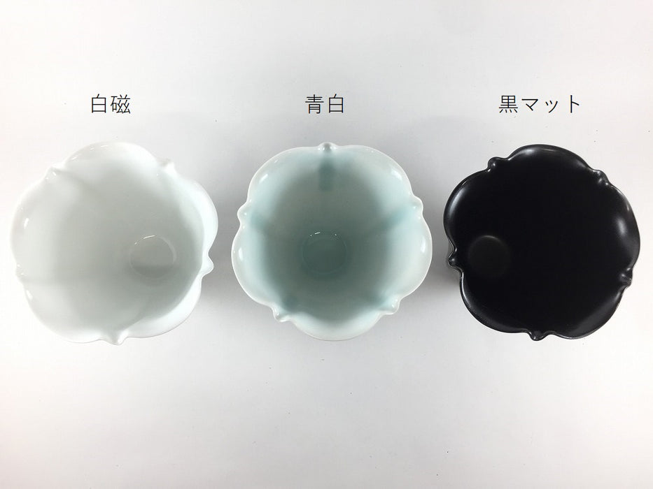 【SALE】12cm輪花鉢　(白磁/青白/黒マット)　有田焼