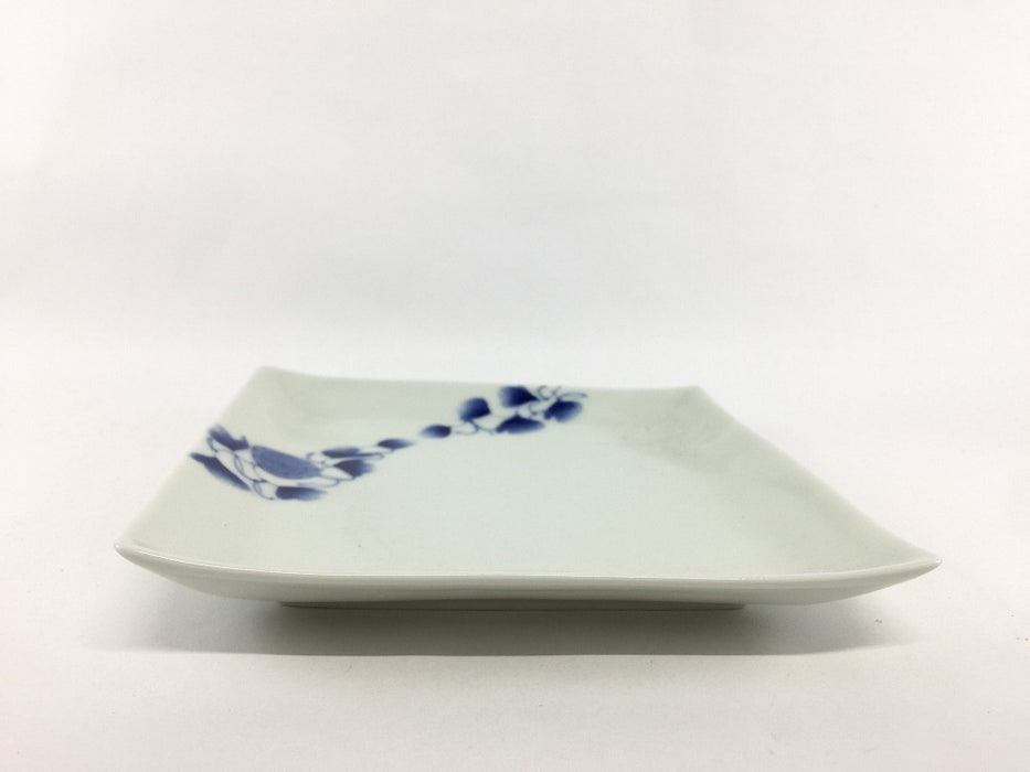 【SALE】16cm角皿.藍帯唐花　有田焼(j.R)【訳あり】