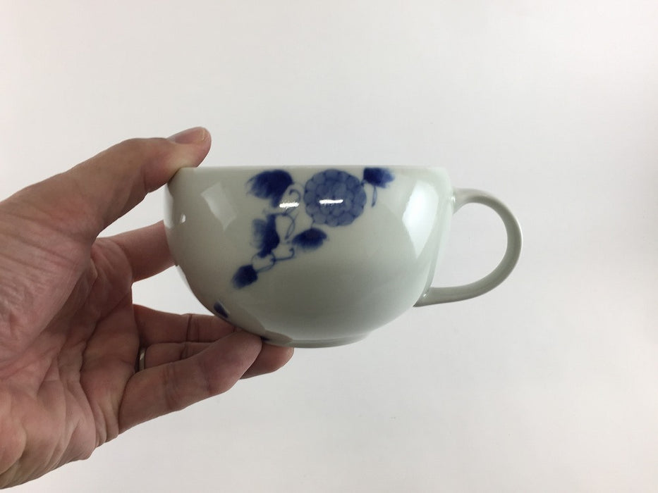【SALE】スープマグ(500cc)藍帯唐花　12cm　有田焼(j.R)【訳あり】