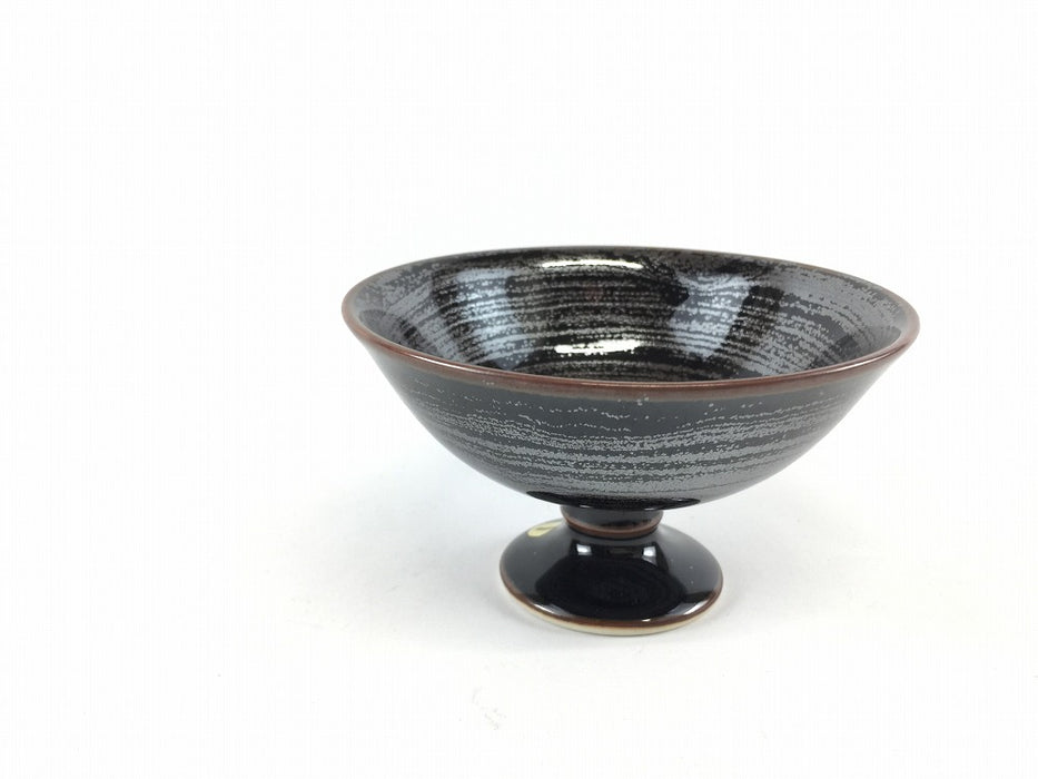 【SALE】10cm高小鉢.黒銀カスリ　有田焼【訳あり】