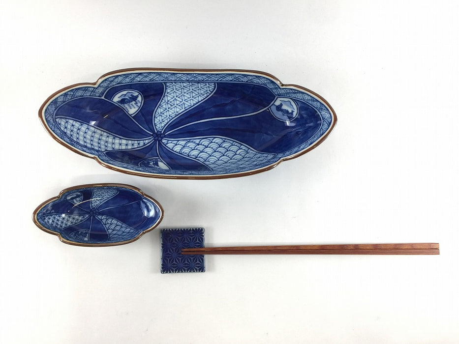 【SALE】舟型組鉢.祥瑞文　24cm　有田焼(j.R)【訳あり】