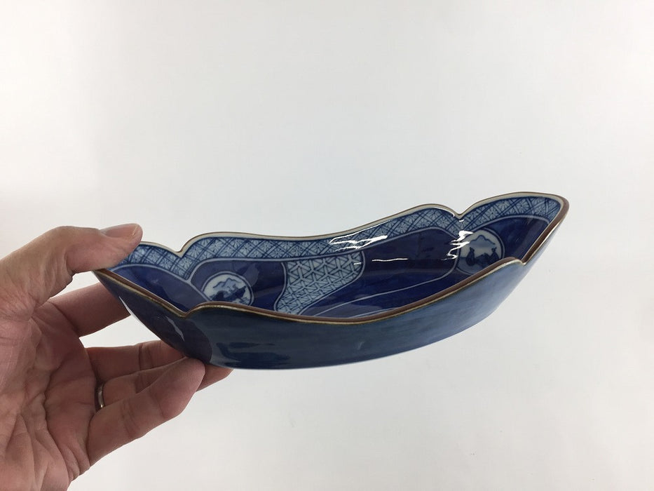 【SALE】舟型組鉢.祥瑞文　24cm　有田焼(j.R)【訳あり】