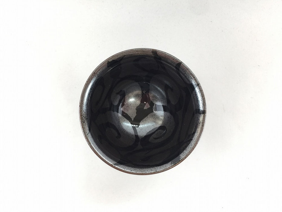【SALE】高杯碗(黒銀巻文)　8cm　有田焼【訳あり】