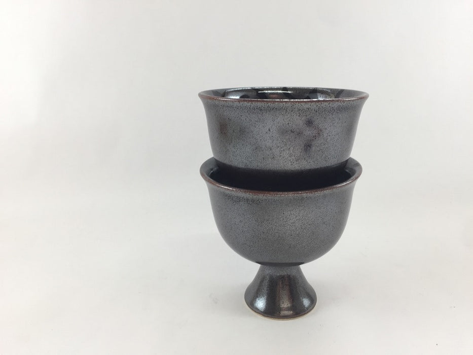 【SALE】高杯碗(黒銀巻文)　8cm　有田焼【訳あり】