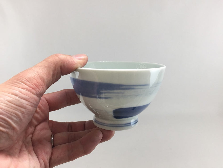 【SALE】(朝ごはんプロジェクト)　飯碗/染ハケ　11cm　有田焼【訳あり】