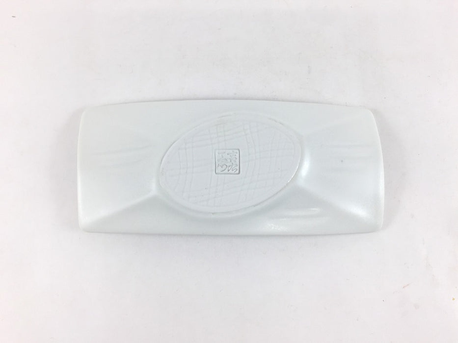 白マット花グリーンちらし　イカダ小皿　13cm　有田焼(j.R)