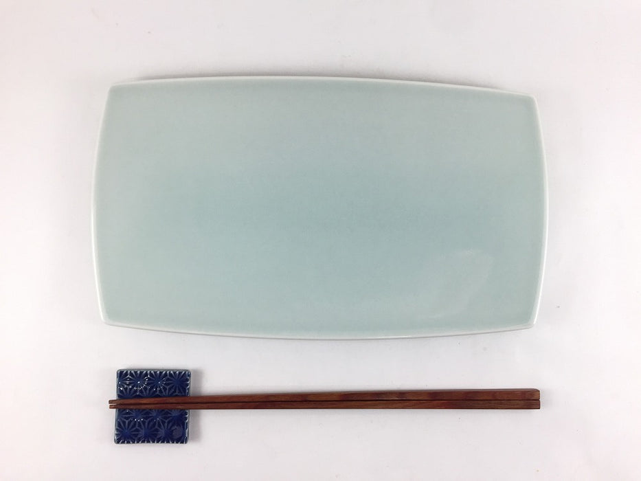青白　角丸プレート　24.5cm　有田焼(j.R)
