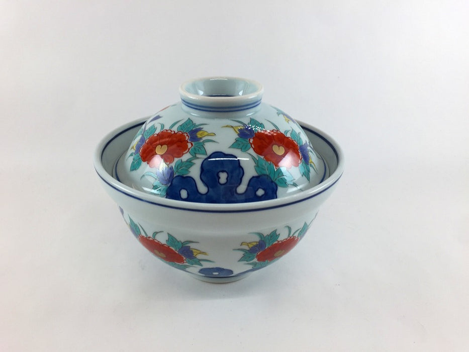 【SALE】15cm蓋丼　染錦岩牡丹　有田焼【訳あり】