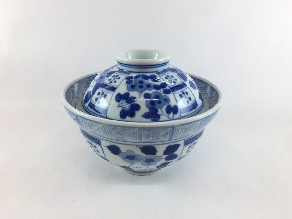 【SALE】15cm蓋丼　染草花　有田焼【訳あり】