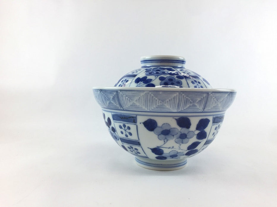 【SALE】15cm蓋丼　染草花　有田焼【訳あり】