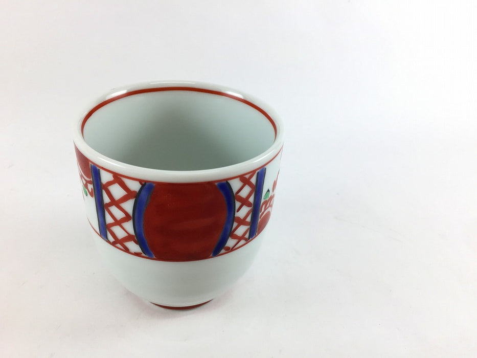 【SALE】丸湯呑(180cc)　赤絵万暦　7cm　有田焼【訳あり】