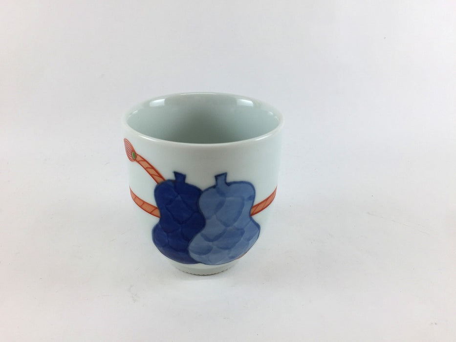 【SALE】丸湯呑(180cc)　紐結瓢絵　7cm　有田焼【訳あり】