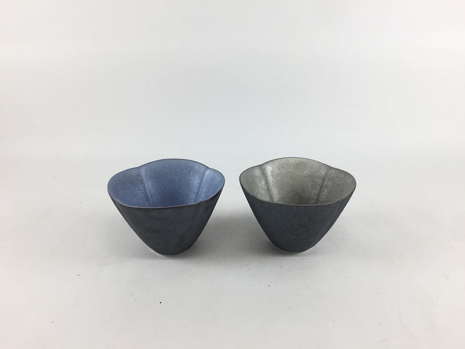 花型盃(純米)　(シャインブルー/シャンパンゴールド)　6.5cm　有田焼(j.R)