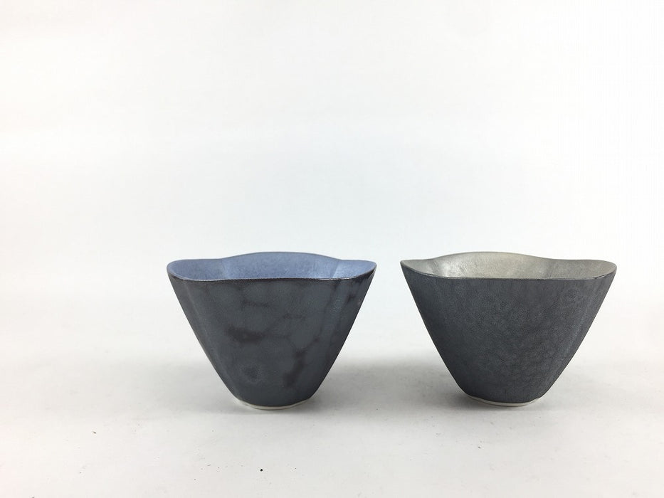 花型盃(純米)　(シャインブルー/シャンパンゴールド)　6.5cm　有田焼(j.R)