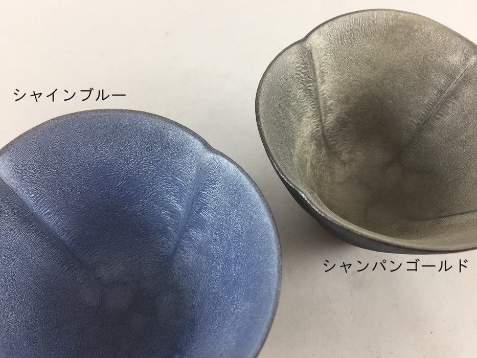花型盃(純米)　(シャインブルー/シャンパンゴールド)　6.5cm　有田焼(j.R)