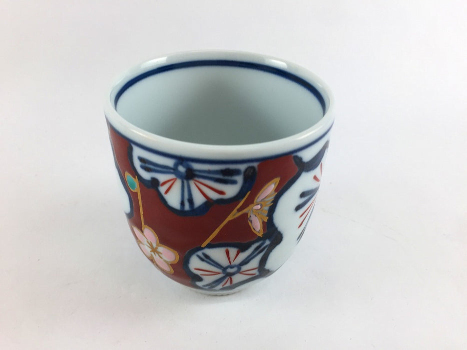 【SALE】7cm湯呑　梅絵(赤)　7cm　有田焼【訳あり】