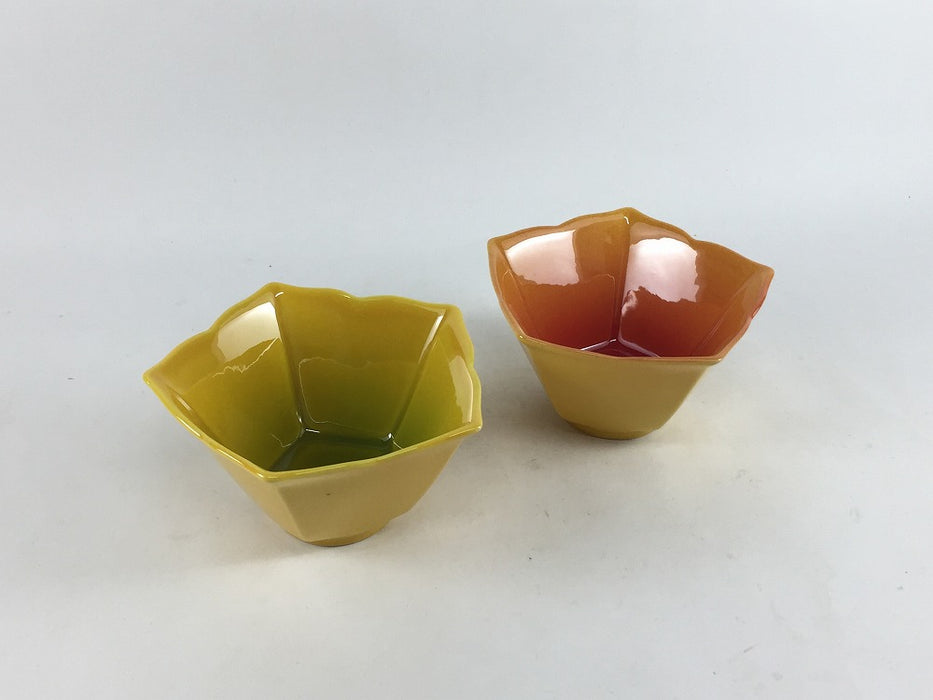 黄交趾　(緑彩吹/赤吹)　スター小鉢　9cm　有田焼　(j.R)
